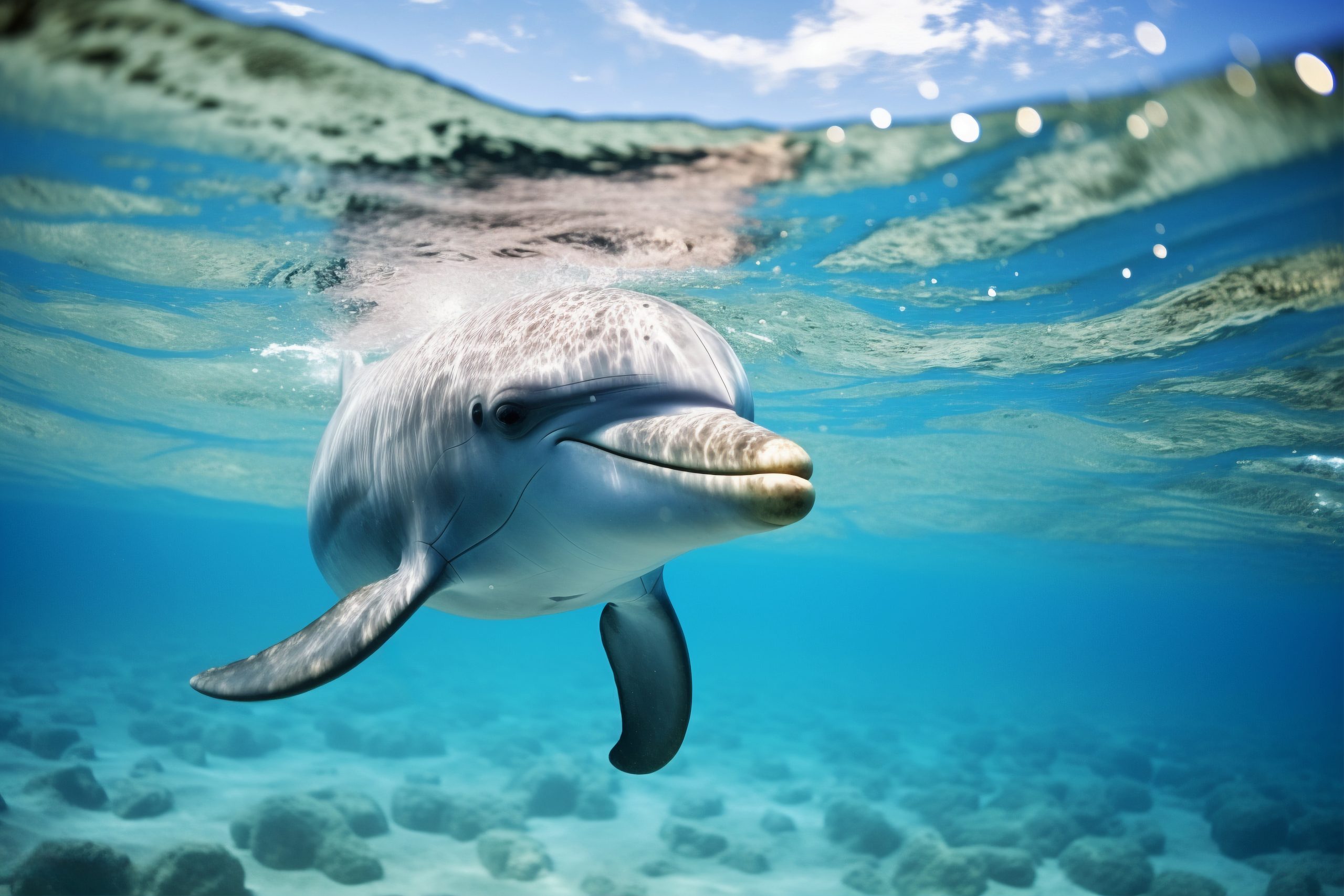 beautiful dolphin swimming scaled